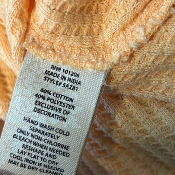 Soft Surroundings Peachy Orange Waffle Knit Long Raglan Sleeves Top Size 1XL - Picture 6 of 9